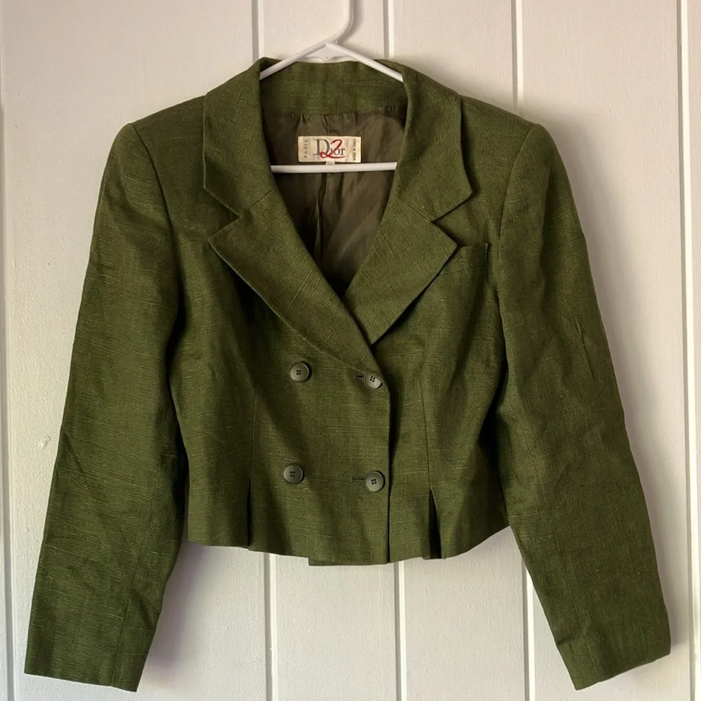 Vintage Christian Dior 2 Olive Green Blazer